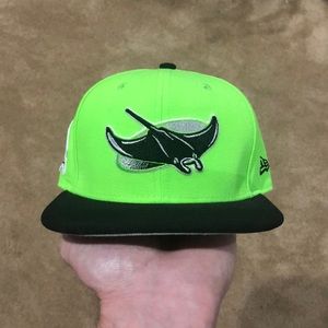 Tampa Bay Devil Rays 10 Seasons Anniversary Patch Snapback Lime Green Hat